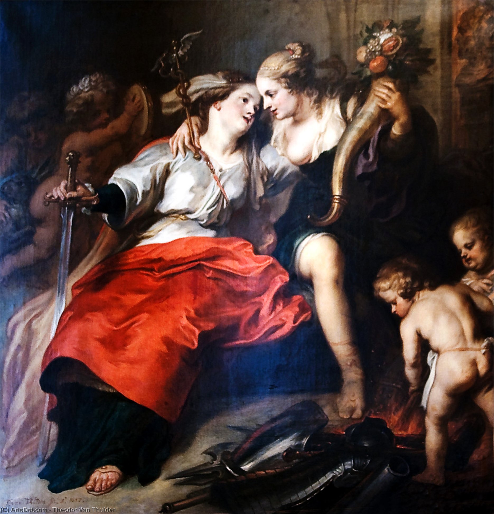 Wikioo.org - The Encyclopedia of Fine Arts - Painting, Artwork by Theodor Van Thulden - Allegory of the return of peace