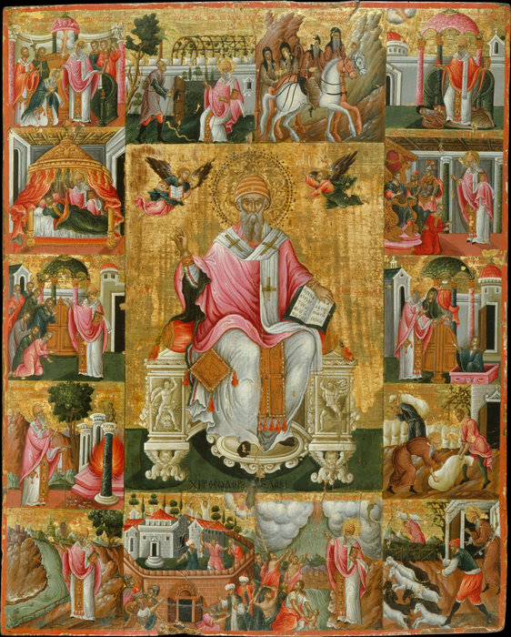 WikiOO.org - Encyclopedia of Fine Arts - Lukisan, Artwork Theodoros Poulakis - St Spyridon and scenes from his life