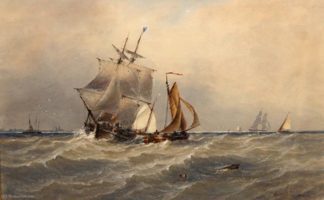 WikiOO.org - Encyclopedia of Fine Arts - Maalaus, taideteos Thomas Bush Hardy - A rough Sea