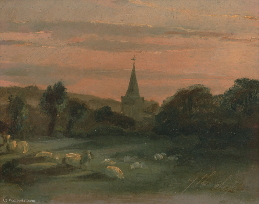 Wikioo.org – L'Enciclopedia delle Belle Arti - Pittura, Opere di Thomas Churchyard - Stoke Poges chiesa (recto)