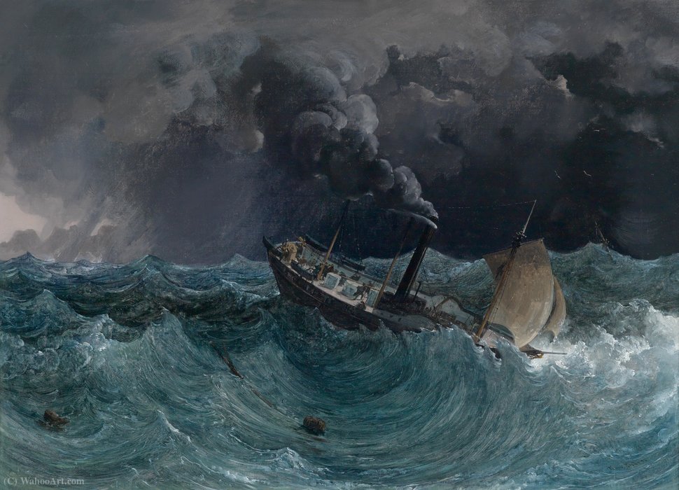 WikiOO.org – 美術百科全書 - 繪畫，作品 Thomas Ender - 玛丽安 在  的  风暴  对  的  黑色  大海