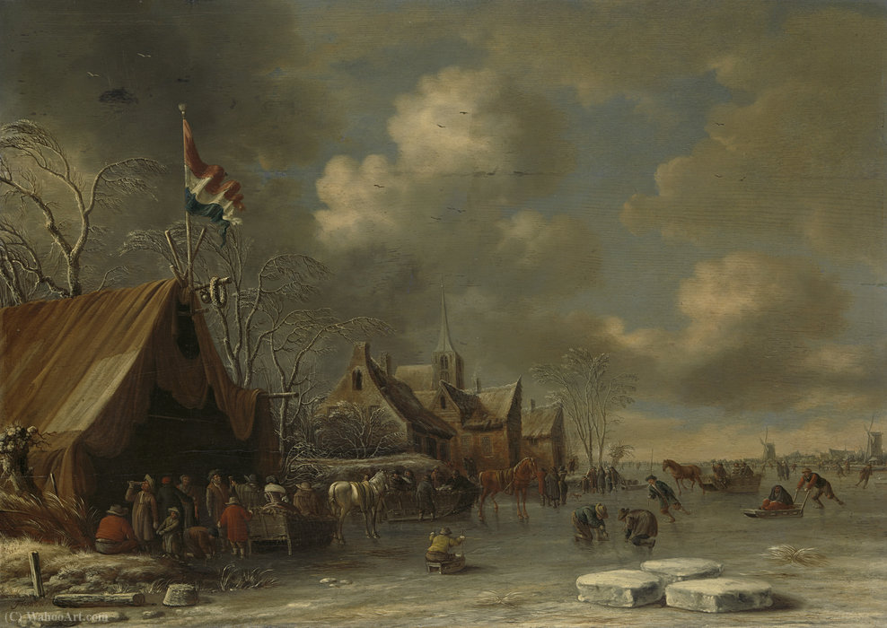 Wikioo.org - The Encyclopedia of Fine Arts - Painting, Artwork by Thomas Heeremans - Amusement on the Ice