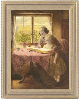 Wikioo.org - The Encyclopedia of Fine Arts - Painting, Artwork by Thomas Herbert Maguire - The reading lesson