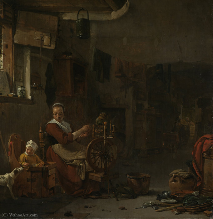 Wikioo.org - The Encyclopedia of Fine Arts - Painting, Artwork by Thomas Wijck - Spinning farmer
