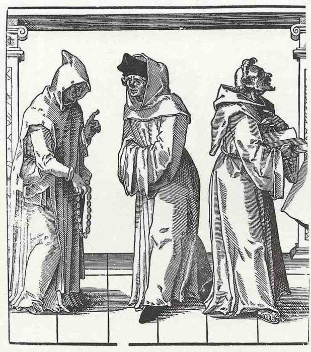 WikiOO.org - אנציקלופדיה לאמנויות יפות - ציור, יצירות אמנות Tobias Stimmer - The church hierarchy, three monks