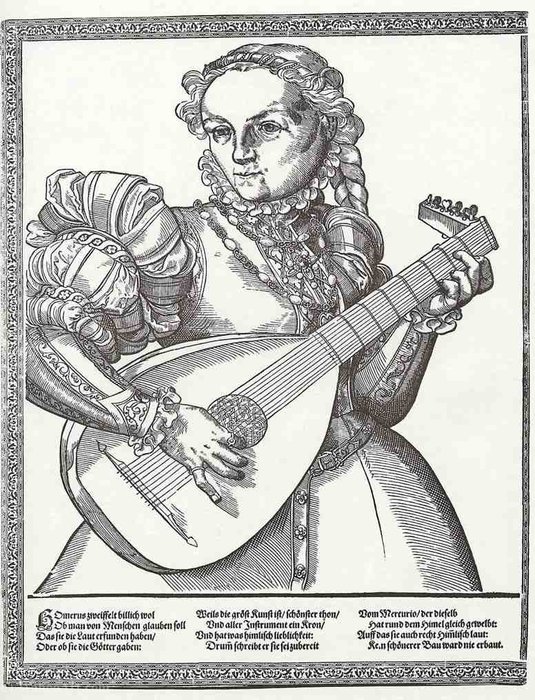 WikiOO.org - Enciclopédia das Belas Artes - Pintura, Arte por Tobias Stimmer - The musicians, the lute player