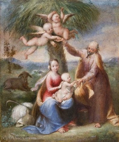 Wikioo.org - The Encyclopedia of Fine Arts - Painting, Artwork by Tommaso Minardi - Rest on the Flight into Egypt