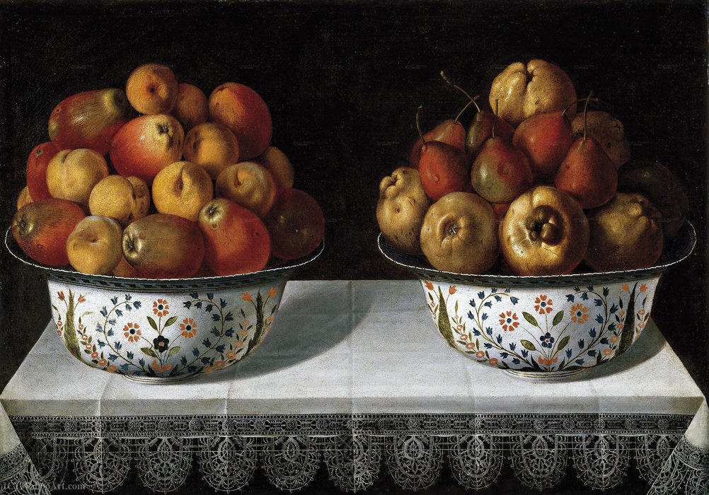 WikiOO.org - Encyclopedia of Fine Arts - Maalaus, taideteos Tomàs Yepes - Two fruit bowls on a table