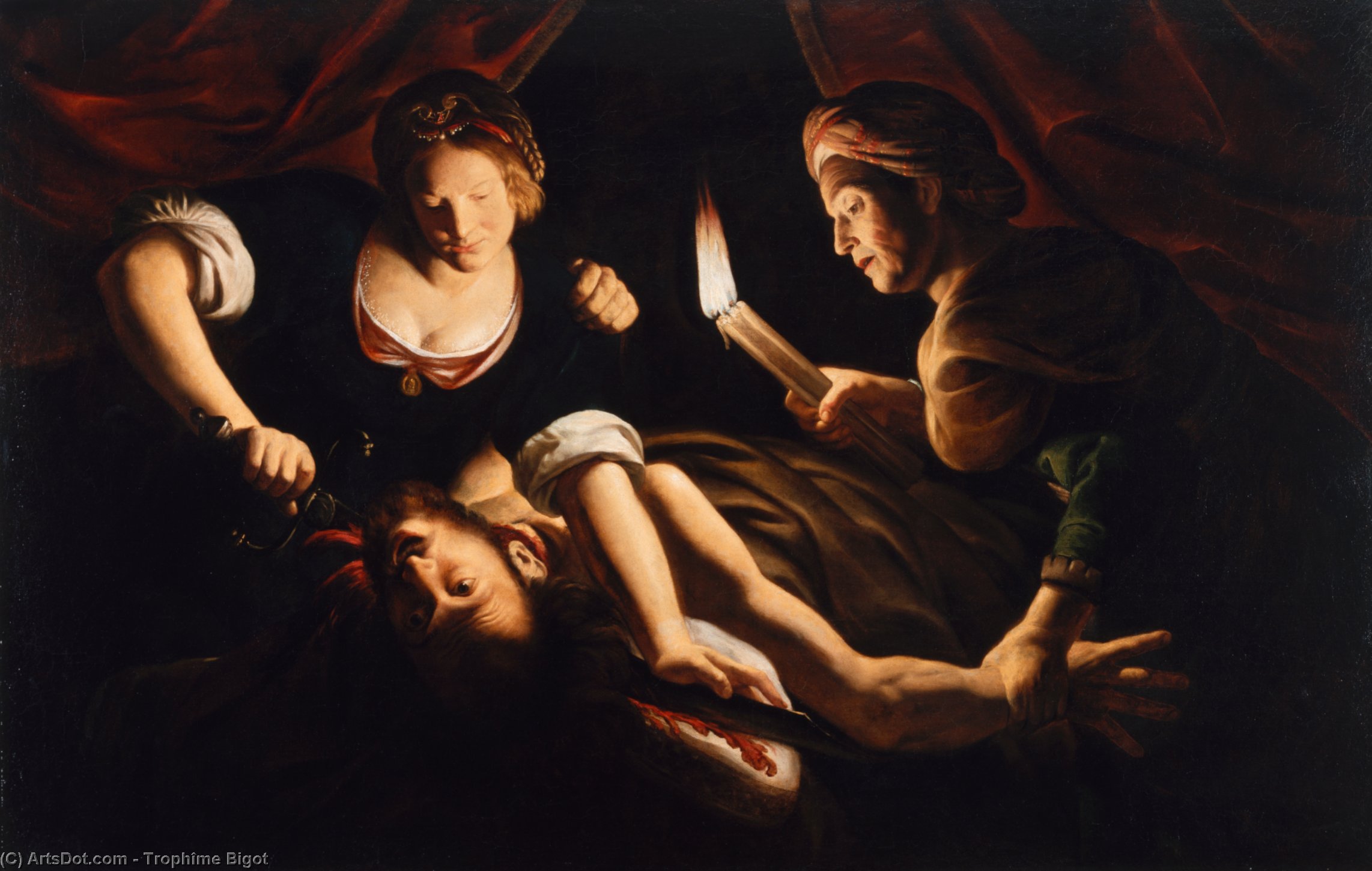 Wikioo.org - The Encyclopedia of Fine Arts - Painting, Artwork by Trophîme Bigot - Judith Cutting Off the Head of Holofernes