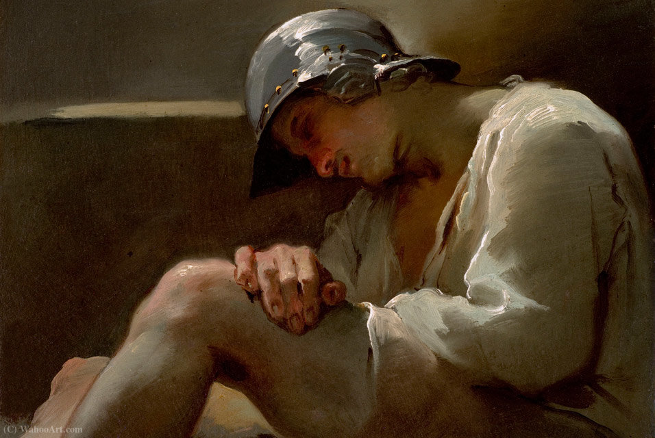 Wikioo.org – L'Enciclopedia delle Belle Arti - Pittura, Opere di Ubaldo Gandolfi - Un legionario dormire