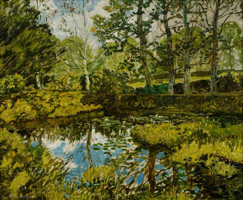 Wikioo.org - The Encyclopedia of Fine Arts - Painting, Artwork by Walter Elmer Schofield - Lily pond, godolphin