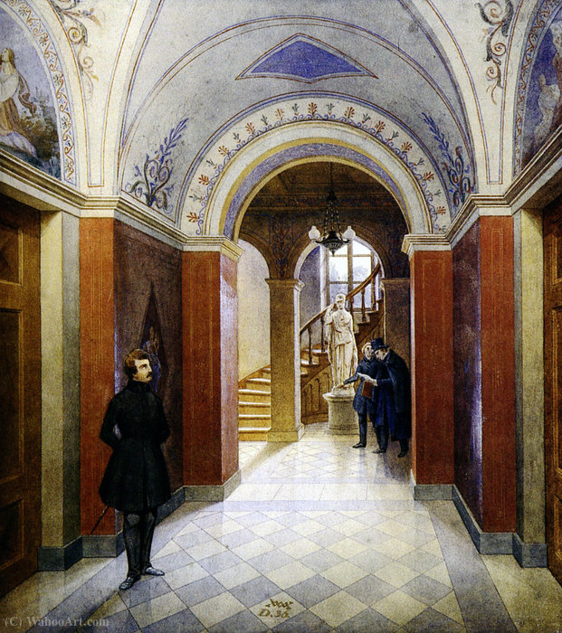 Wikioo.org - The Encyclopedia of Fine Arts - Painting, Artwork by Wilhelm Von Schadow - Flur im Wohnhaus