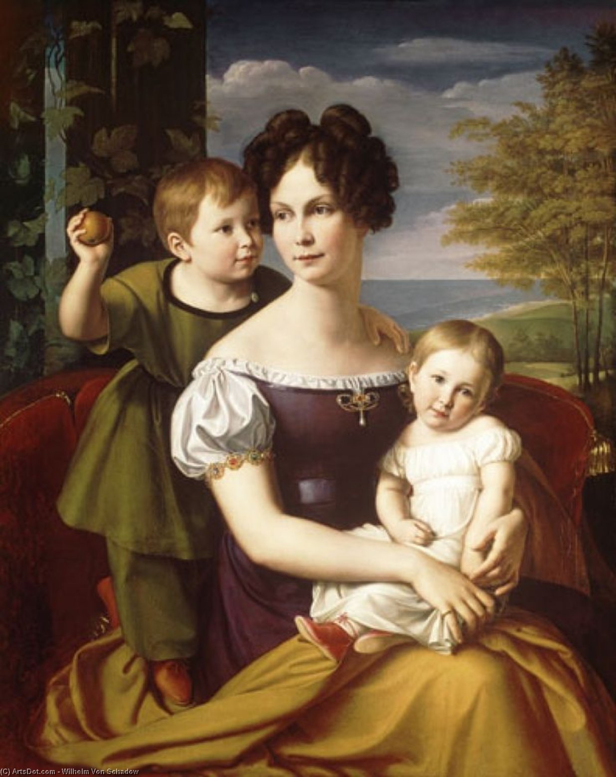 Wikioo.org - The Encyclopedia of Fine Arts - Painting, Artwork by Wilhelm Von Schadow - Grand Duchess Alexandrine with her children.