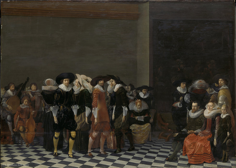 WikiOO.org - Encyclopedia of Fine Arts - Maleri, Artwork Willem Cornelisz Duyster - Wedding Party, traditionally known as the wedding of Adriaen Ploos van Amstel and Agnes of Bijler