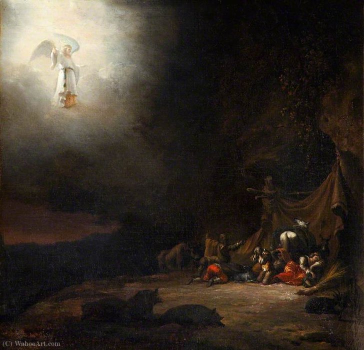 WikiOO.org - 百科事典 - 絵画、アートワーク Willem Schellinks - 天使が羊飼いに出演します