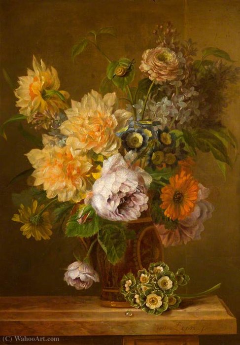 Wikioo.org - The Encyclopedia of Fine Arts - Painting, Artwork by Willem Van Leen - Still Life with Flowers