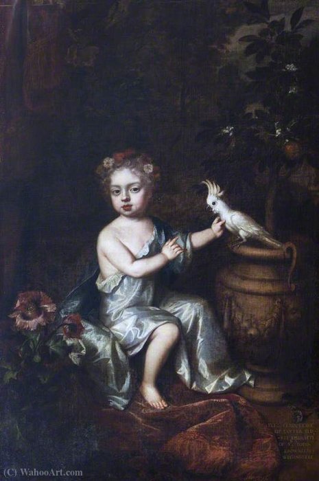 WikiOO.org - Enciklopedija dailės - Tapyba, meno kuriniai Willem Wissing - Elizabeth Brownlow , Later Countess of Exeter, as a Child