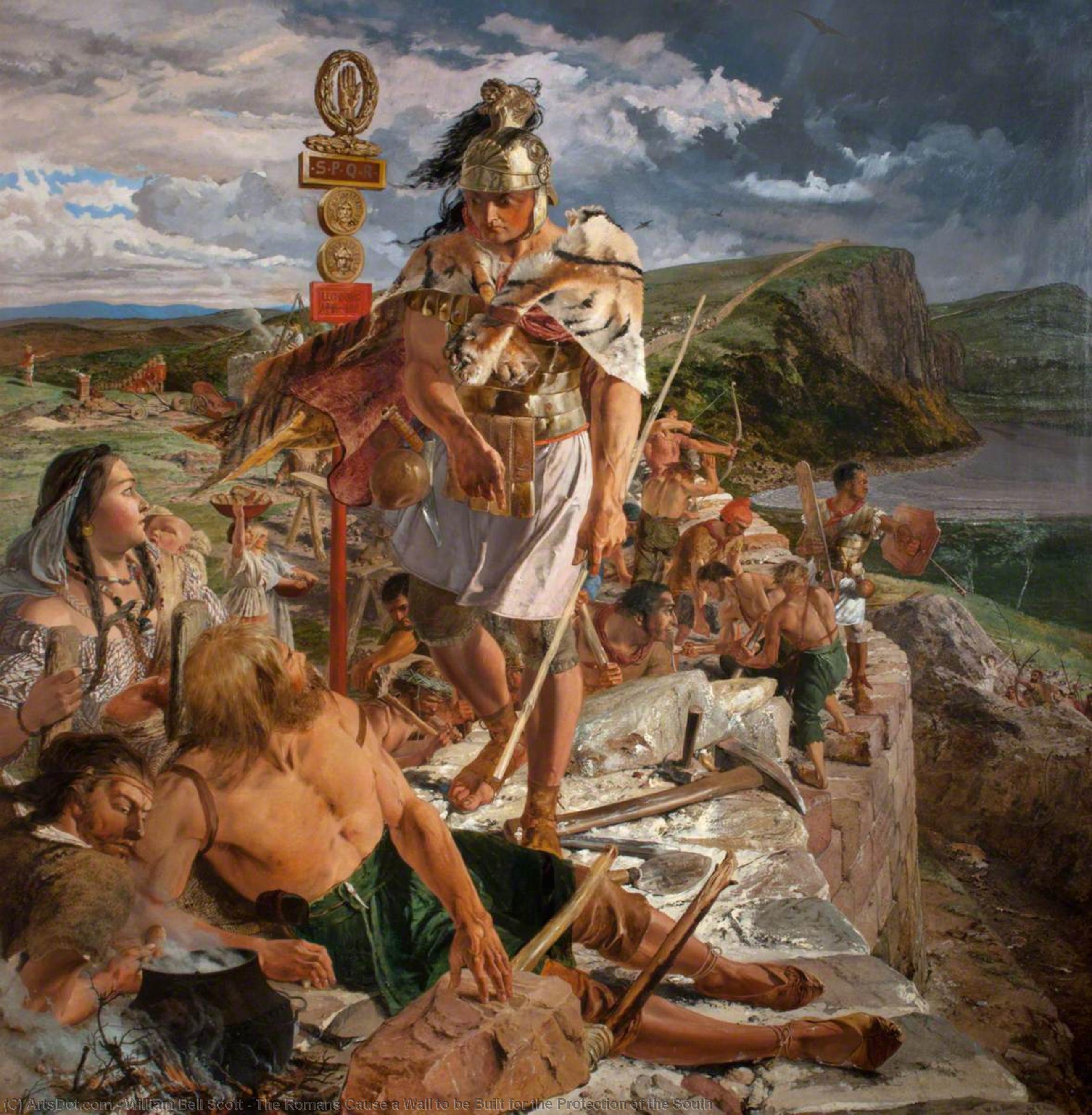 Wikioo.org - The Encyclopedia of Fine Arts - Painting, Artwork by William Bell Scott - The Romans Cause a Wall to be Built for the Protection of the South