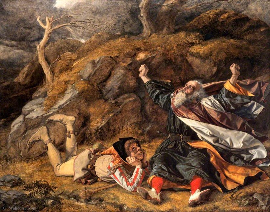 WikiOO.org - Encyclopedia of Fine Arts - Maleri, Artwork William Dyce - King Lear and the Fool in the Storm