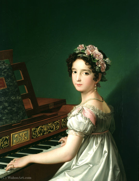Wikioo.org - The Encyclopedia of Fine Arts - Painting, Artwork by Zacarias Gonzalez Velazquez - Manuela González Velázquez, playing the piano