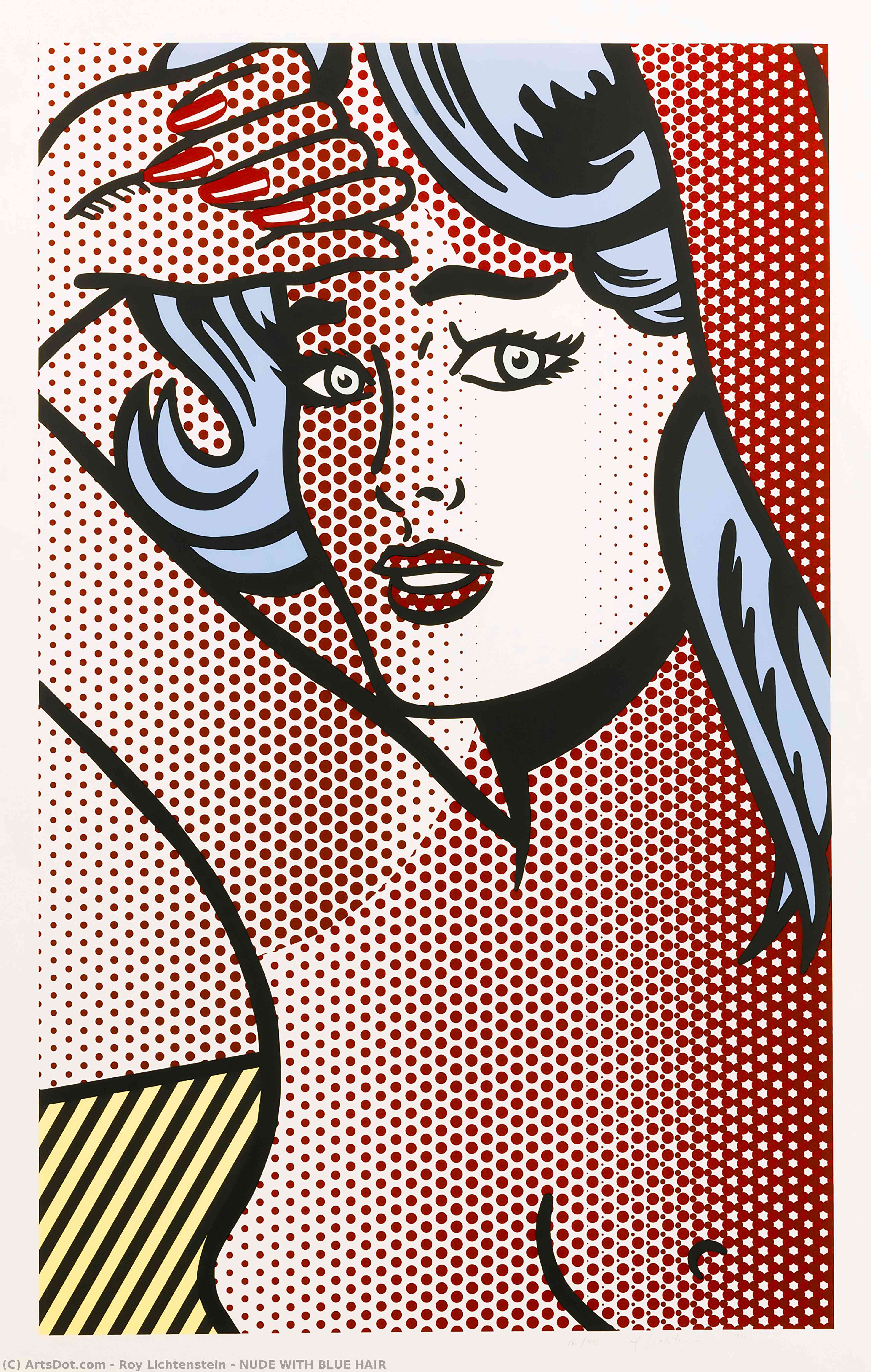 Wikoo.org - موسوعة الفنون الجميلة - اللوحة، العمل الفني Roy Lichtenstein - NUDE WITH BLUE HAIR