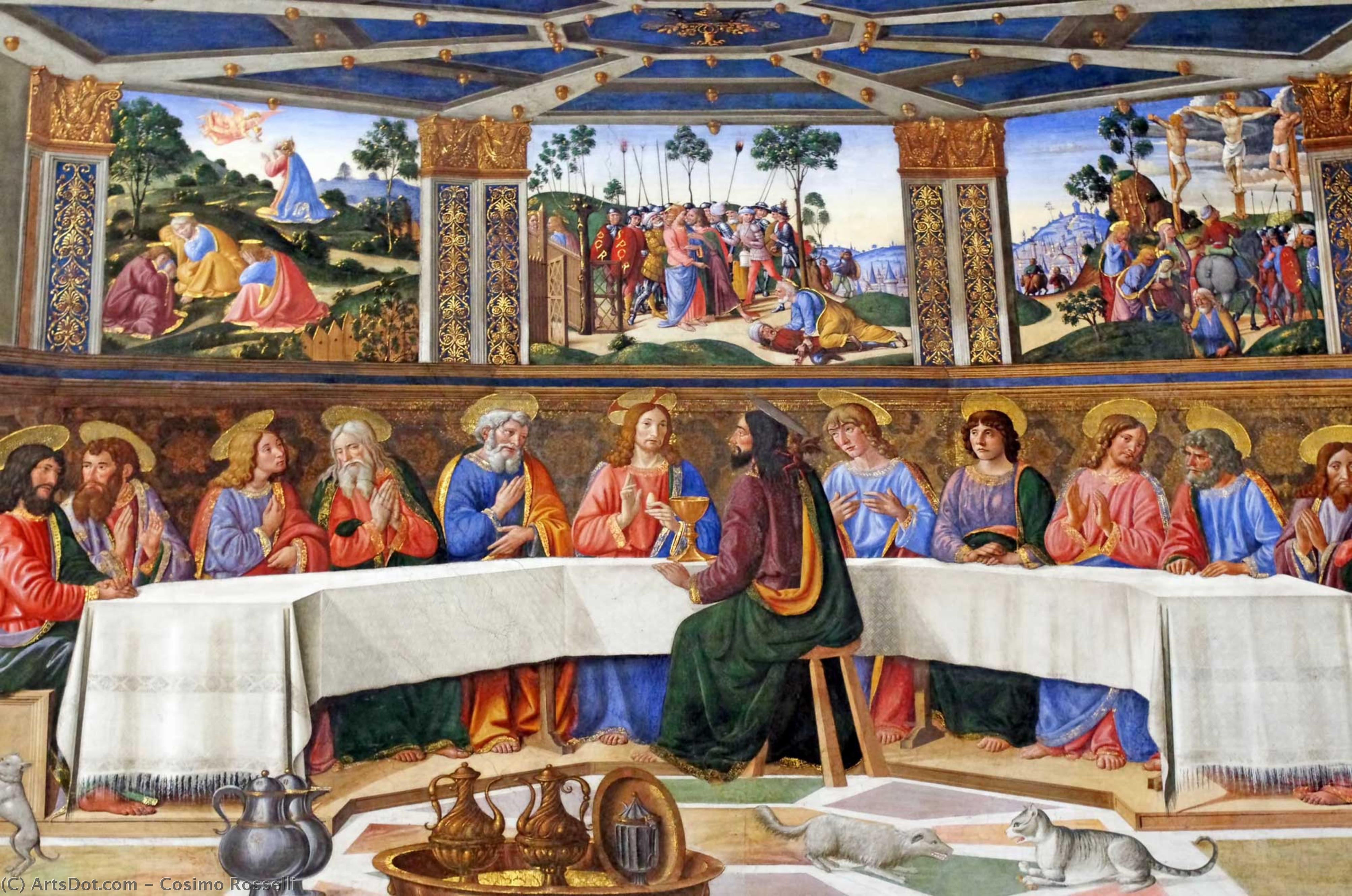 Wikioo.org - สารานุกรมวิจิตรศิลป์ - จิตรกรรม Cosimo Rosselli - The Last Supper (after restauration)