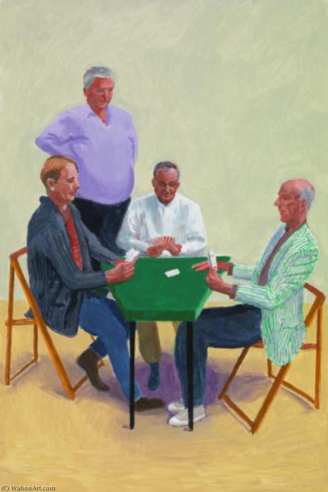Wikoo.org - موسوعة الفنون الجميلة - اللوحة، العمل الفني David Hockney - Card players #3