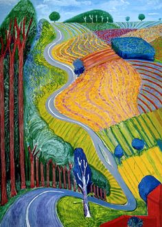 WikiOO.org - Enciclopédia das Belas Artes - Pintura, Arte por David Hockney - Going up Garrowby Hill