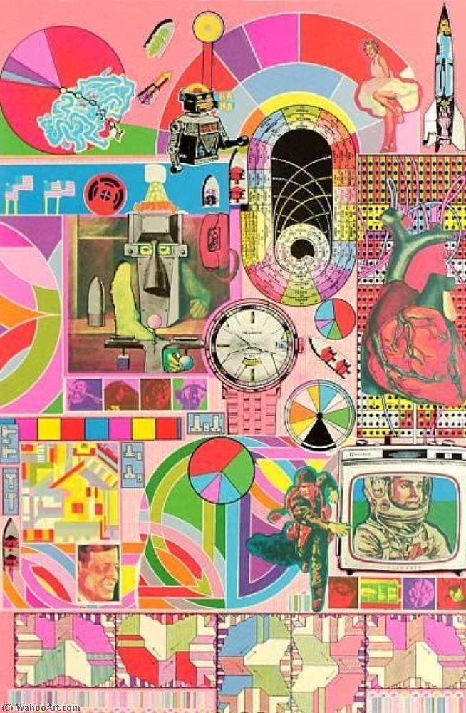 Wikioo.org - The Encyclopedia of Fine Arts - Painting, Artwork by Eduardo Paolozzi - B.A.S.H. (Pink, Orange, Blue-Grey)