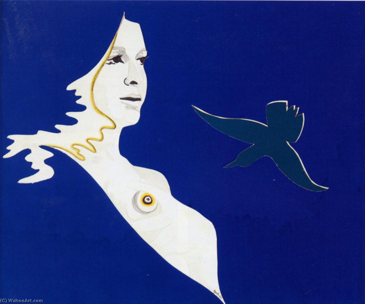 WikiOO.org - Εγκυκλοπαίδεια Καλών Τεχνών - Ζωγραφική, έργα τέχνης Evelyne Axell - Autoportrait l'oiseau vert ou femme l'oiseau vert