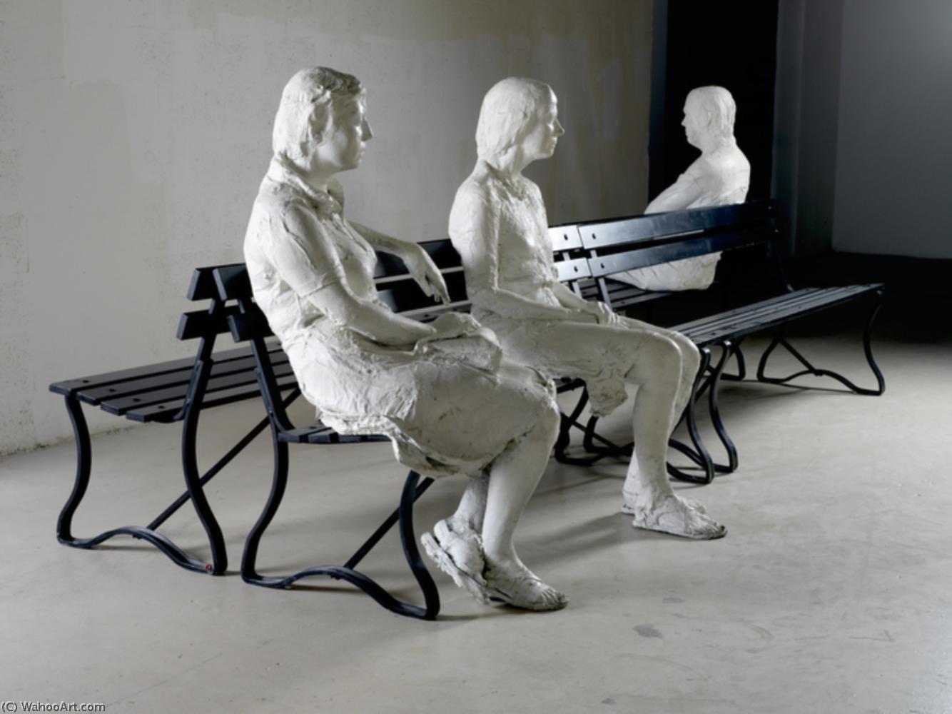 Wikioo.org - The Encyclopedia of Fine Arts - Painting, Artwork by George Segal - Three People on 4 Benches