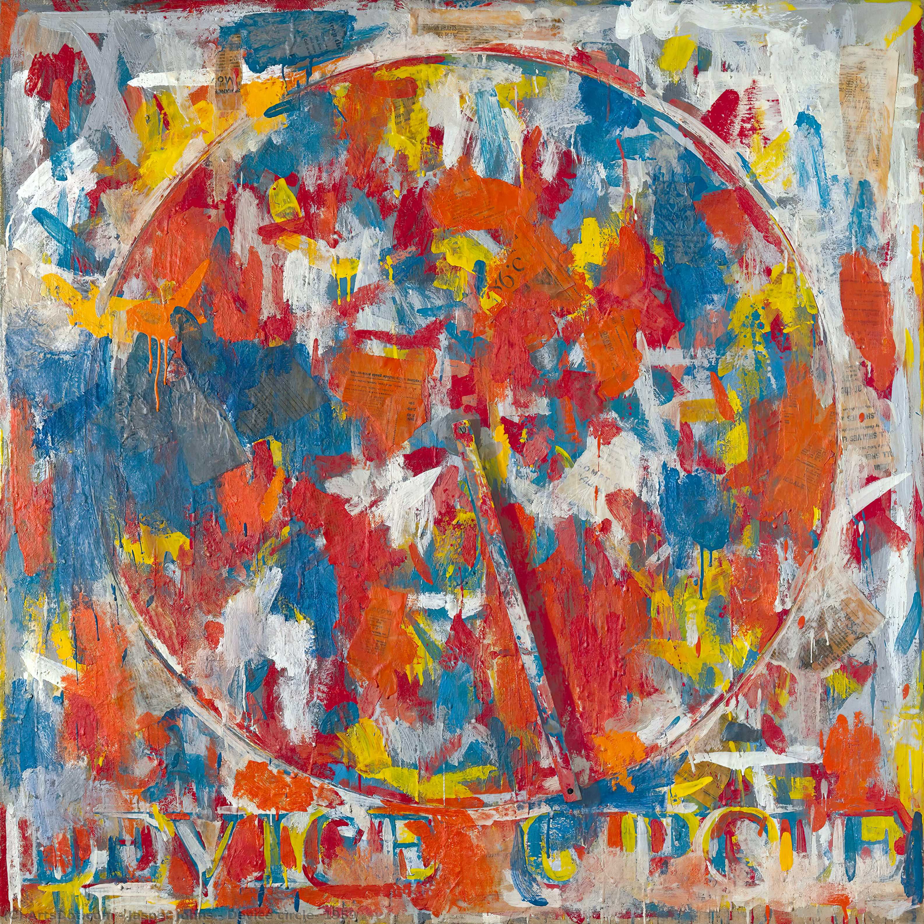 Wikoo.org - موسوعة الفنون الجميلة - اللوحة، العمل الفني Jasper Johns - Device circle, 1959