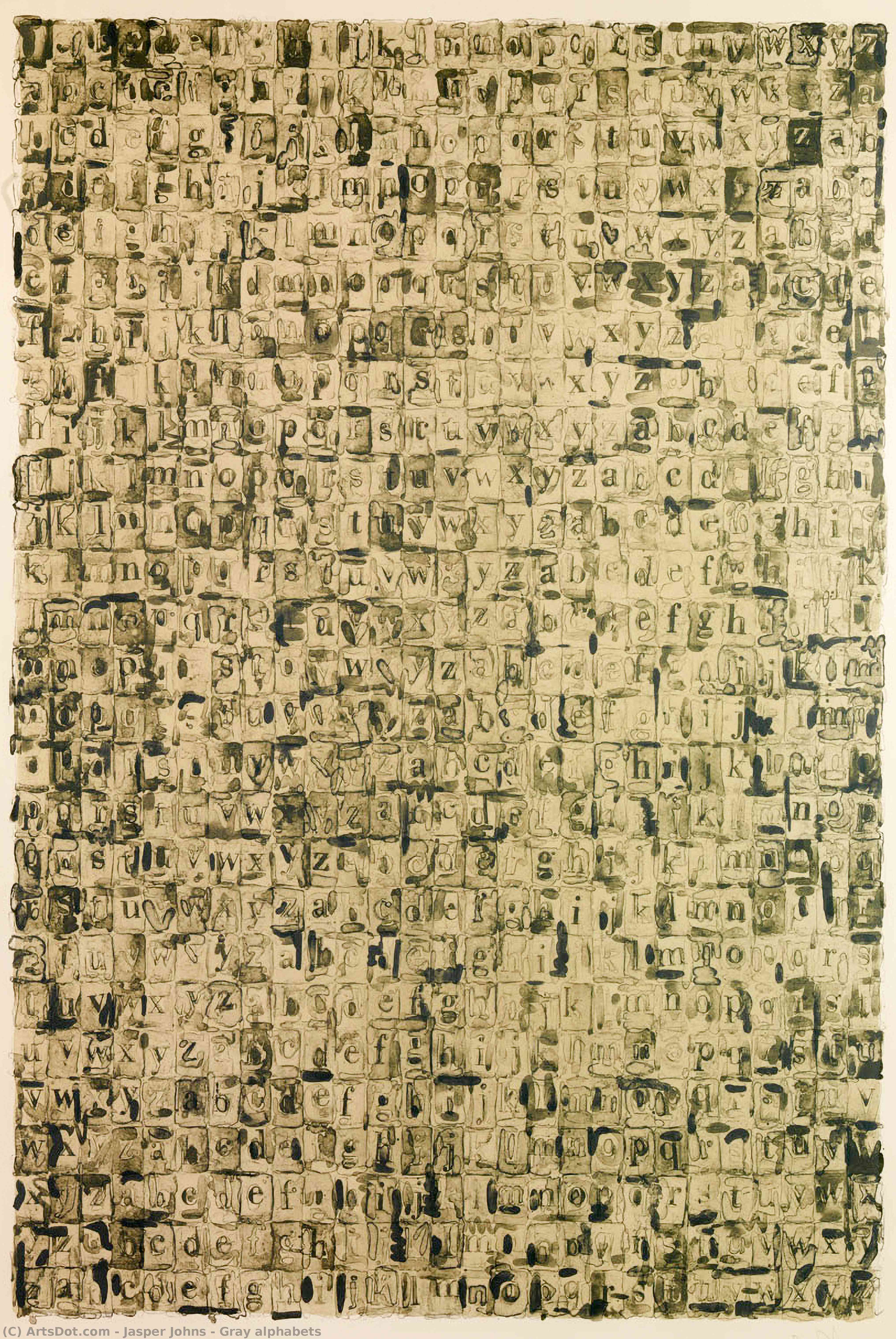 WikiOO.org - Encyclopedia of Fine Arts - Malba, Artwork Jasper Johns - Gray alphabets