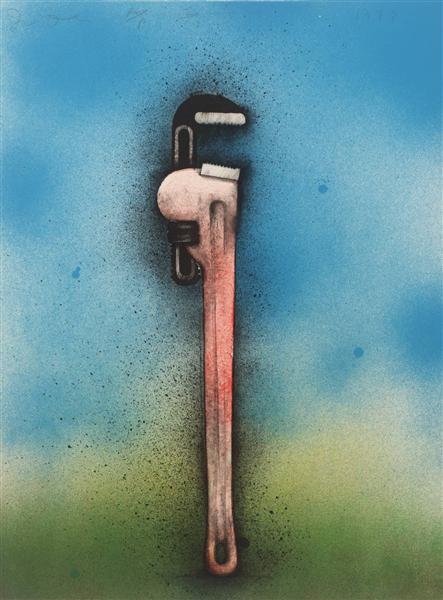 Wikioo.org - สารานุกรมวิจิตรศิลป์ - จิตรกรรม Jim Dine - Big Red Wrench in a Landscape