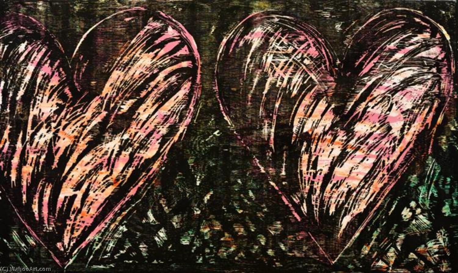 Wikioo.org - The Encyclopedia of Fine Arts - Painting, Artwork by Jim Dine - Two hearts in a forest