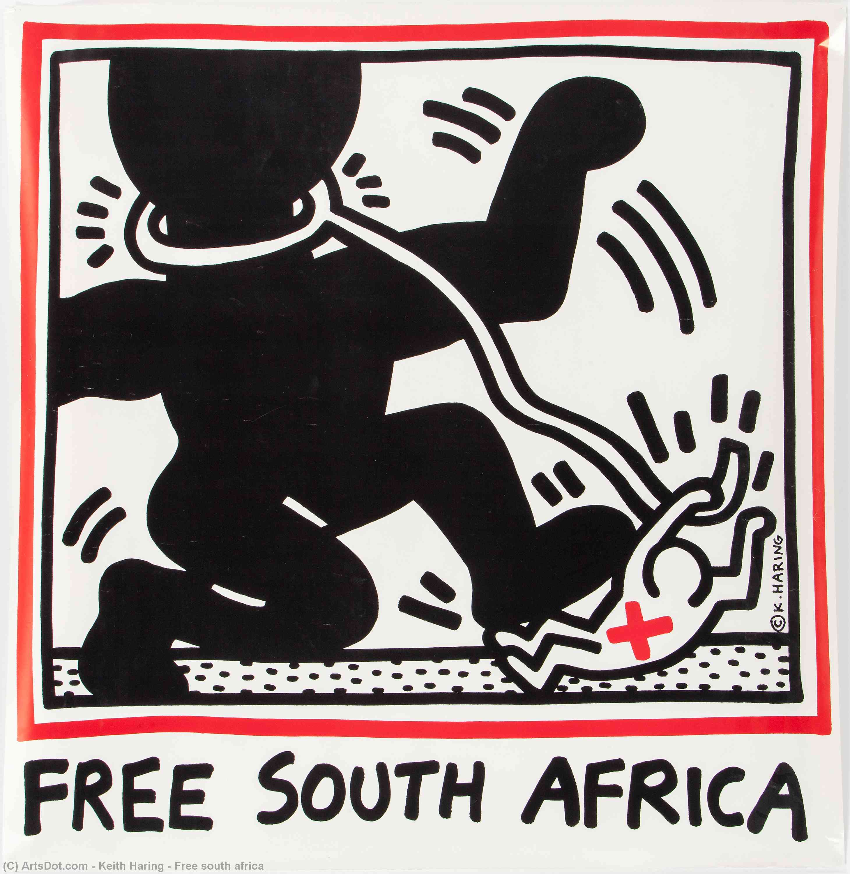 Wikioo.org - The Encyclopedia of Fine Arts - Painting, Artwork by Keith Haring - Free south africa