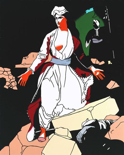 Wikioo.org - The Encyclopedia of Fine Arts - Painting, Artwork by Patrick Caulfield - Greece expiring on the ruins of missolonghi after delacroix