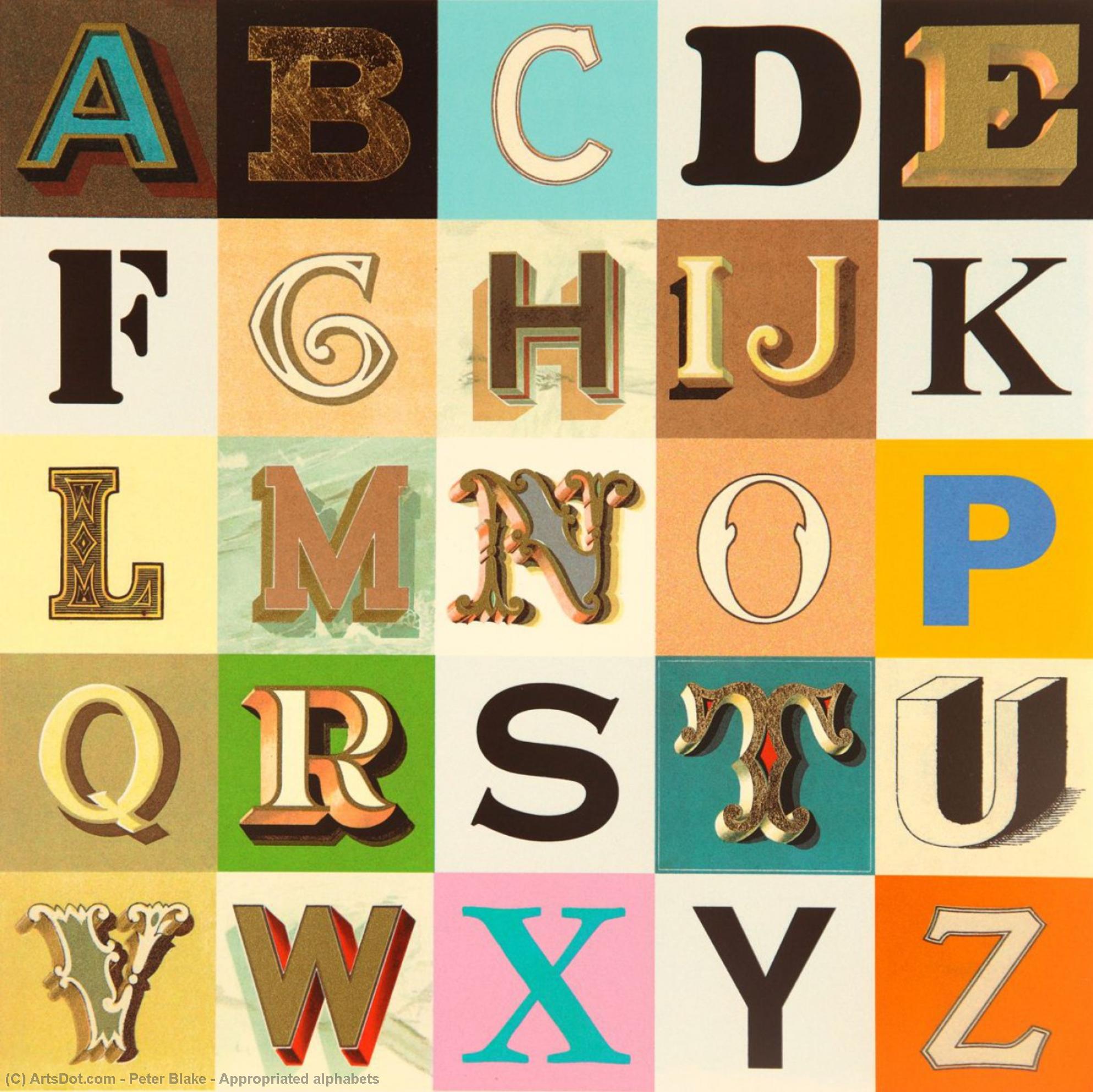 Wikioo.org - The Encyclopedia of Fine Arts - Painting, Artwork by Peter Blake - Appropriated alphabets