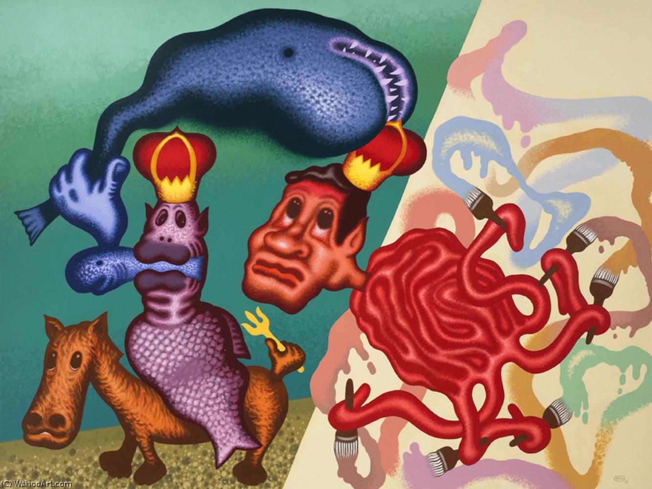 Wikioo.org - The Encyclopedia of Fine Arts - Painting, Artwork by Peter Saul - Neptune and the Octopus Painter