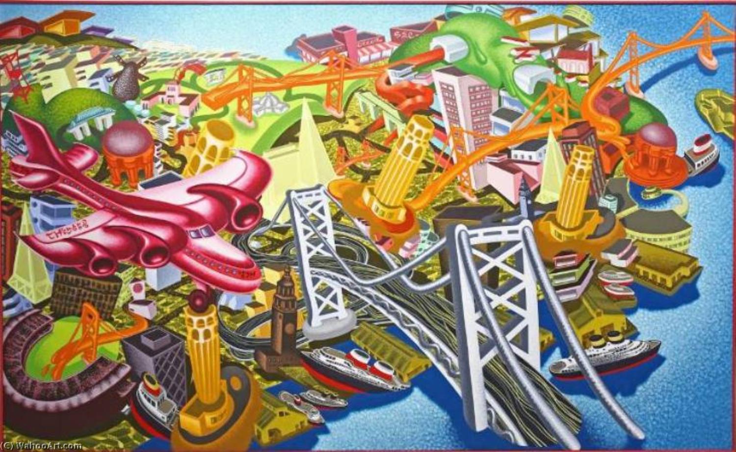 Wikioo.org - The Encyclopedia of Fine Arts - Painting, Artwork by Peter Saul - View od SF Red Plane