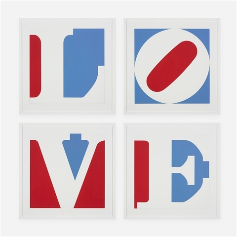 Wikioo.org - The Encyclopedia of Fine Arts - Painting, Artwork by Robert Indiana - Four panel love