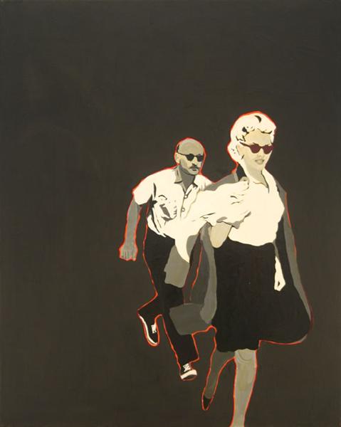 Wikioo.org - The Encyclopedia of Fine Arts - Painting, Artwork by Rosalyn Drexler - Marilyn pursued by death