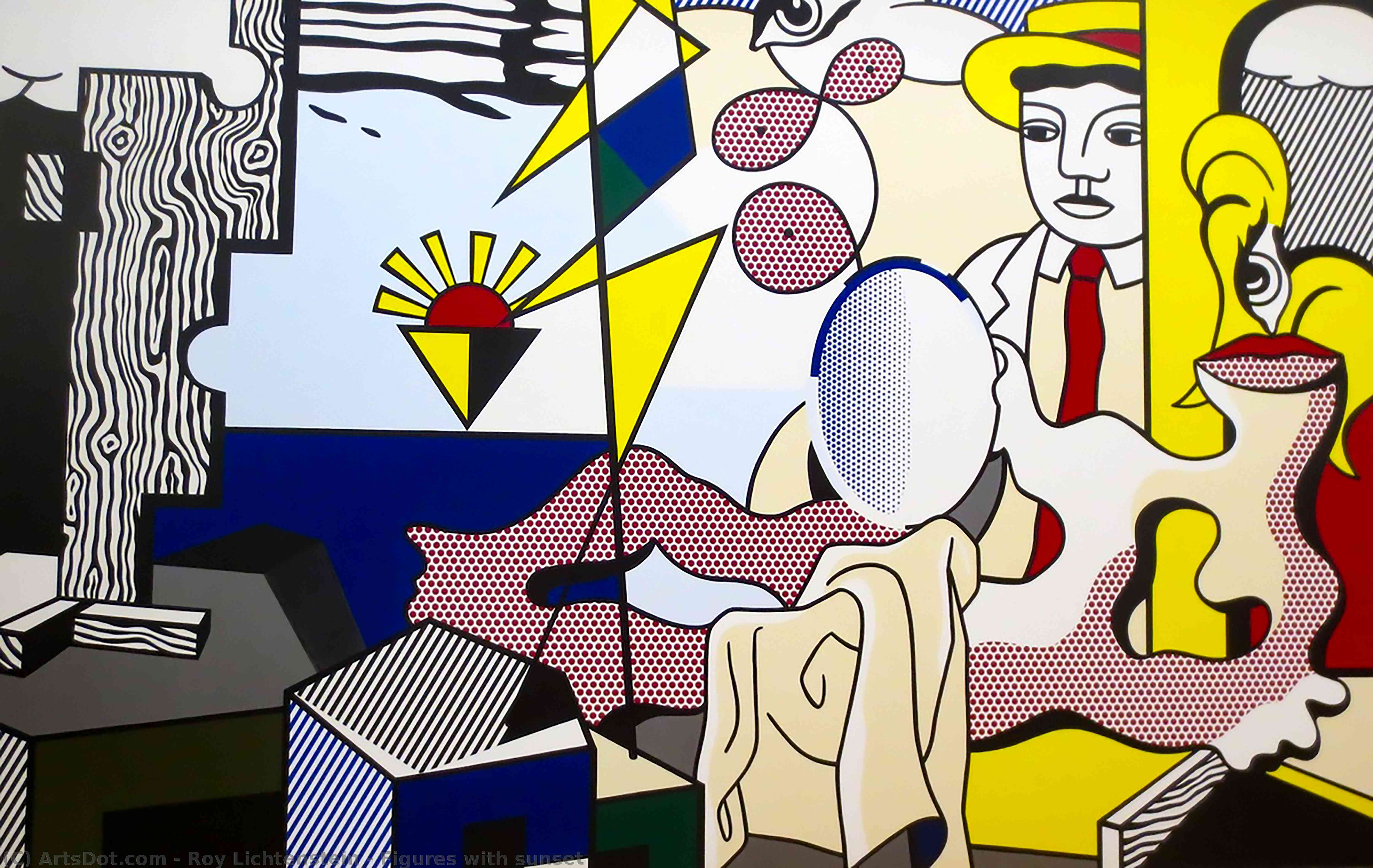 Wikioo.org - The Encyclopedia of Fine Arts - Painting, Artwork by Roy Lichtenstein - Figures with sunset