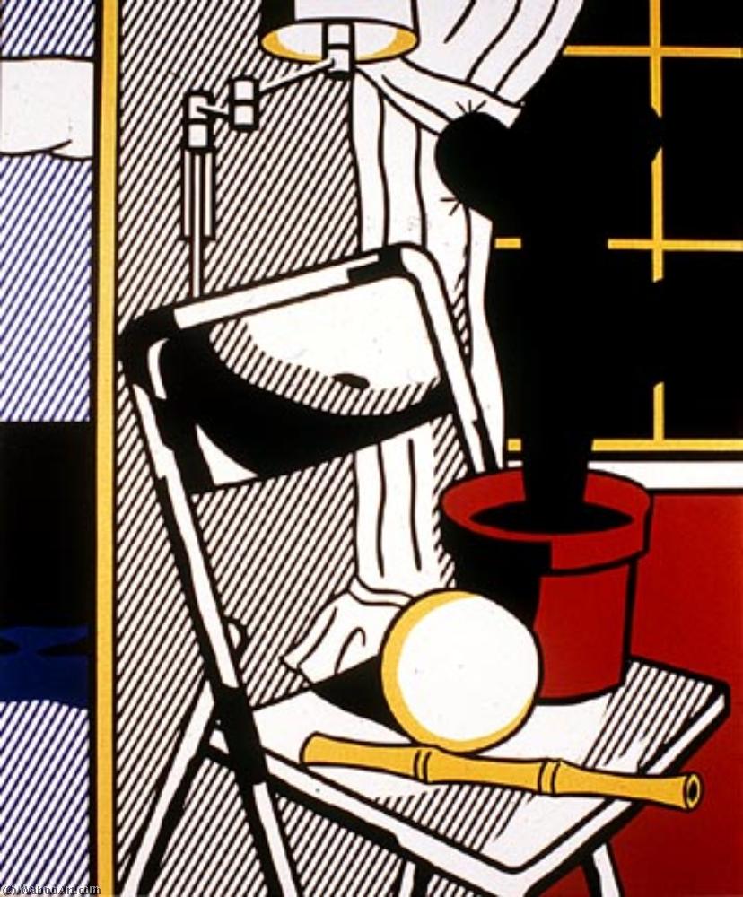 Wikoo.org - موسوعة الفنون الجميلة - اللوحة، العمل الفني Roy Lichtenstein - Interior with cactus