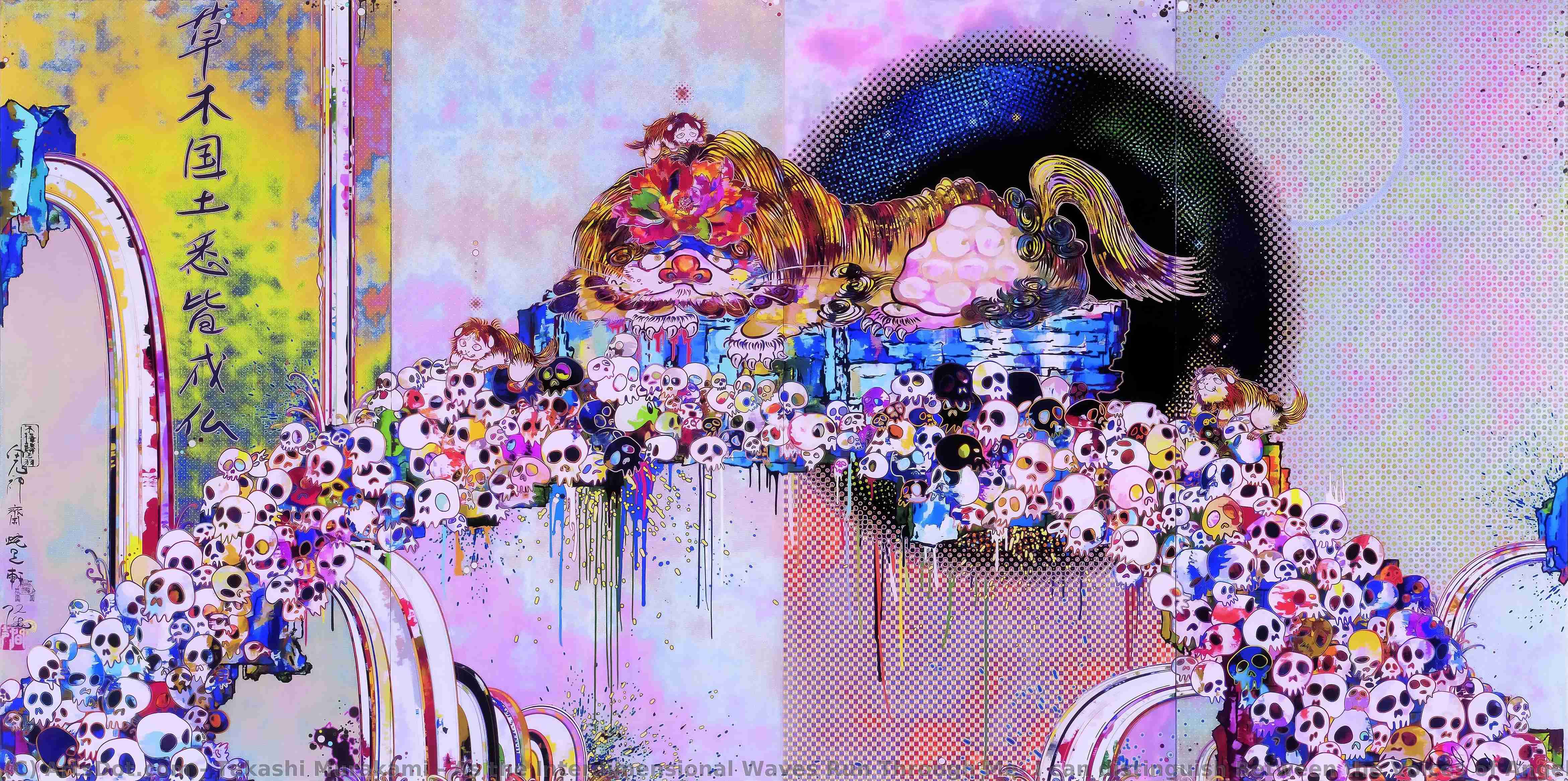 Wikioo.org - The Encyclopedia of Fine Arts - Painting, Artwork by Takashi Murakami - As the Interdimensional Waves Run Through Me, I can distinguish Between the Voices of Angel and Devil