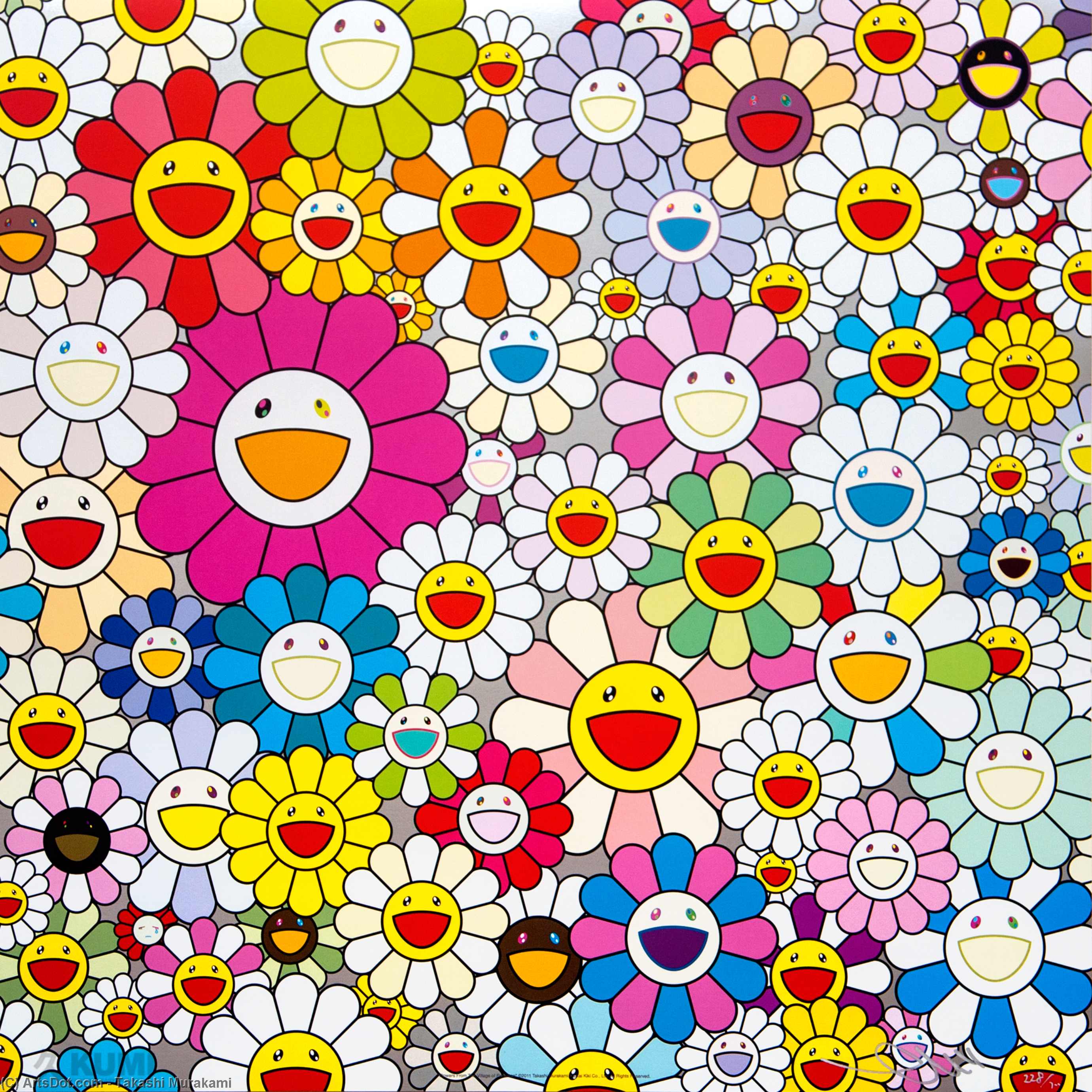 Wikioo.org - The Encyclopedia of Fine Arts - Painting, Artwork by Takashi Murakami - Flowers blooming in this world and the land of nirvana