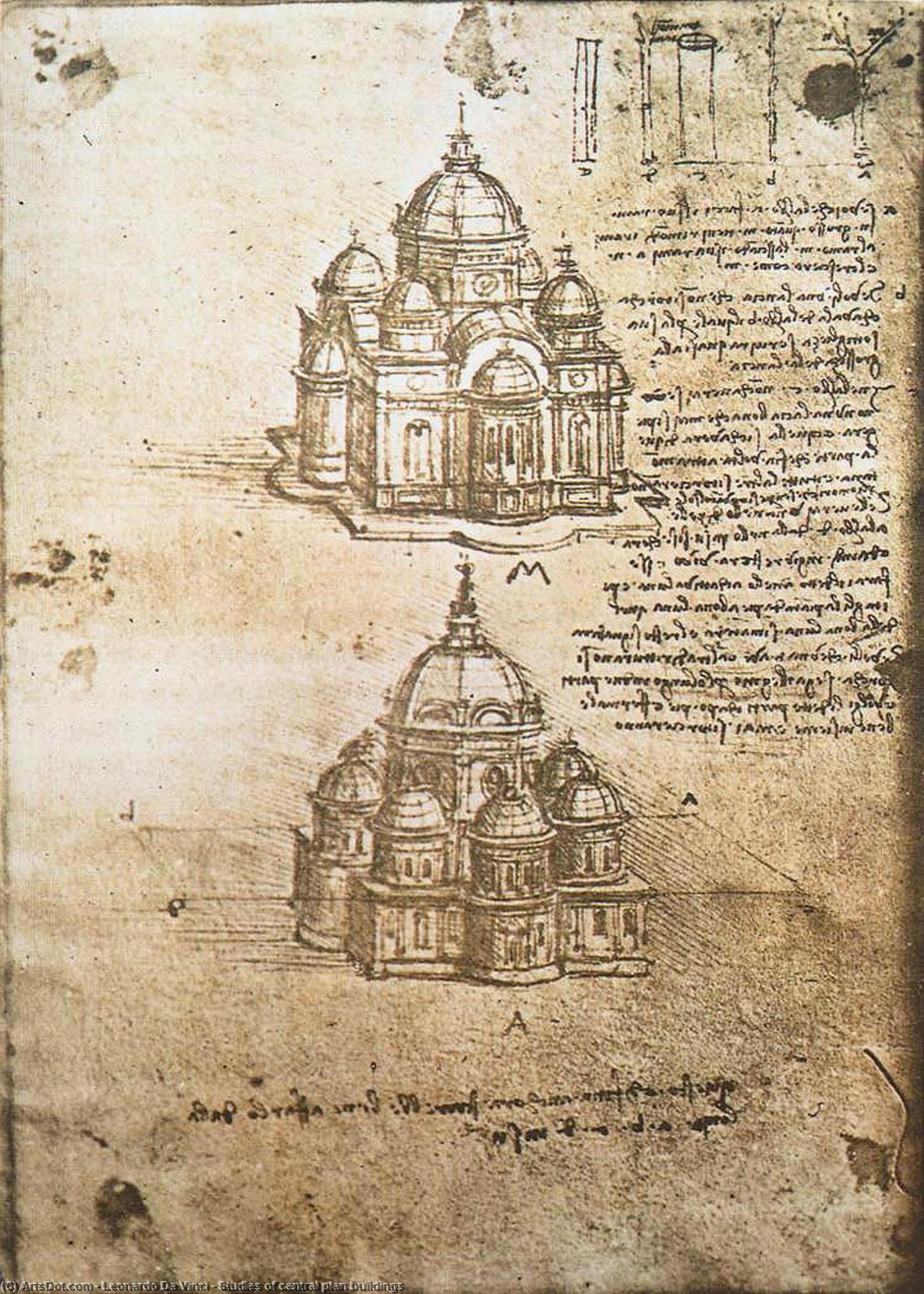 Wikioo.org - สารานุกรมวิจิตรศิลป์ - จิตรกรรม Leonardo Da Vinci - Studies of central plan buildings