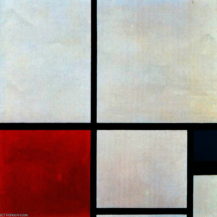 Wikoo.org - موسوعة الفنون الجميلة - اللوحة، العمل الفني Piet Mondrian - Composition N. 1 with Red and Blue