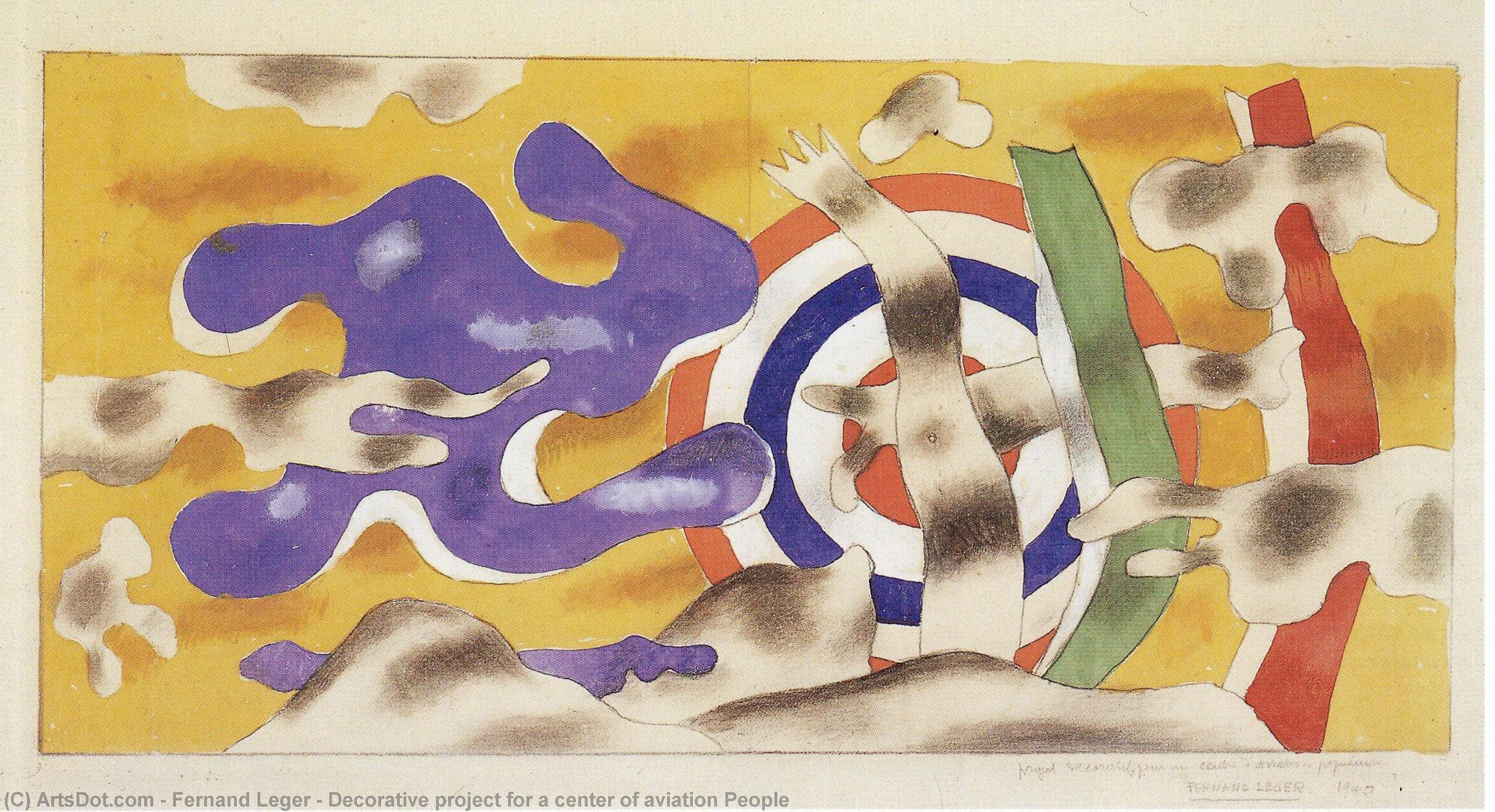 Wikioo.org - สารานุกรมวิจิตรศิลป์ - จิตรกรรม Fernand Leger - Decorative project for a center of aviation People