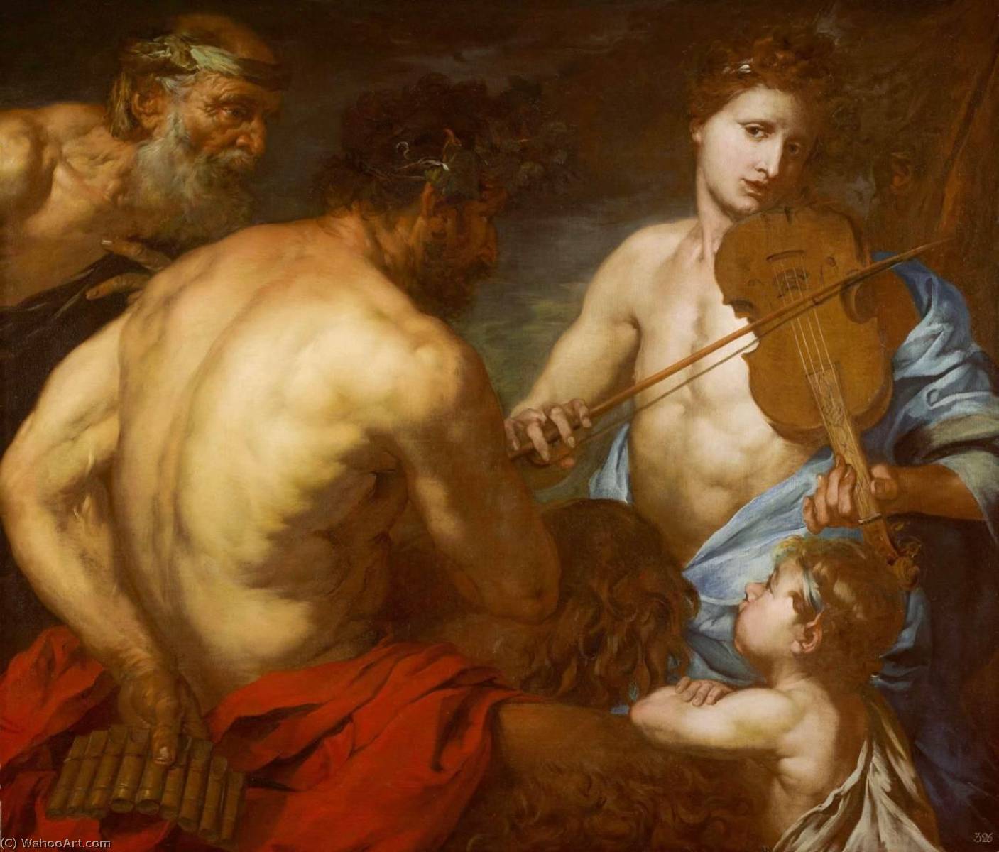 WikiOO.org - Encyclopedia of Fine Arts - Maleri, Artwork Giovanni Battista Langetti - Apollo and Marsyas